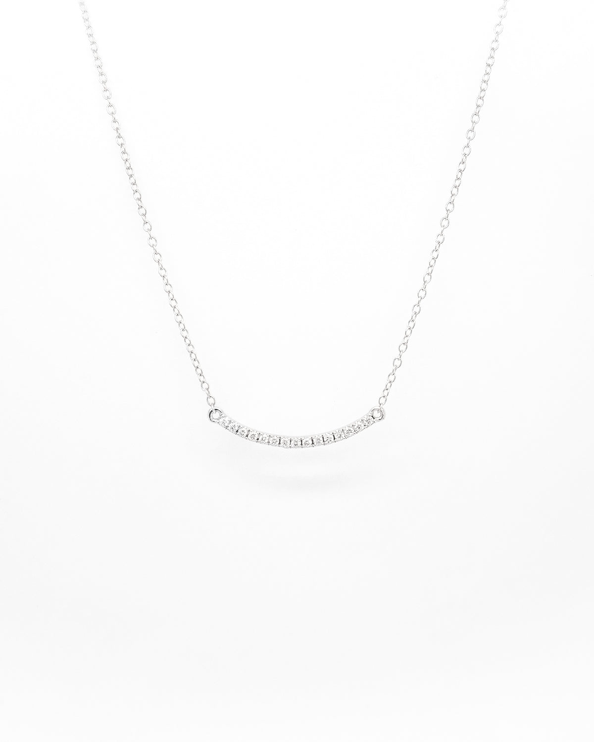 curved diamond bar necklace