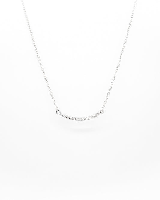 curved diamond bar necklace