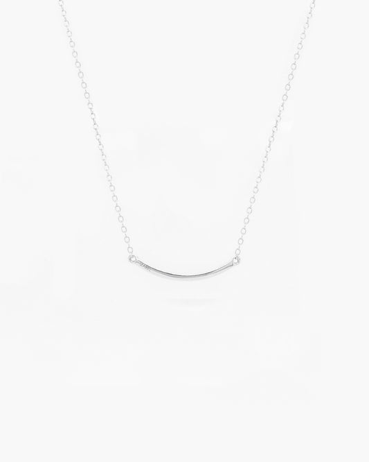 curved diamond bar necklace